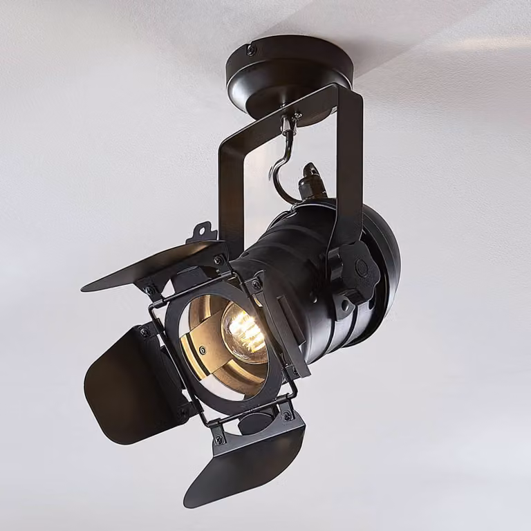 Plafoniera soffitto Tilen Lindby, dimmerabile, Nero, Soggiorno / Sala da pranzo, Metallo, Plafoniera
