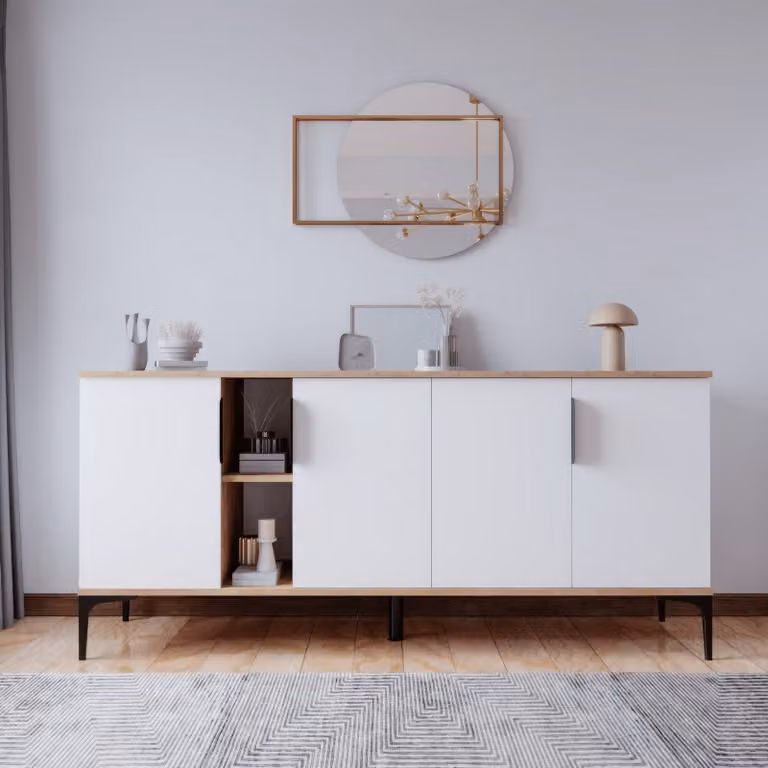 Skye Decor, Tarz - Rovere, Bianco, Consolle, Rovere, 100% PANNELLI DI PARTICELLE RIVESTITI IN MELAMMINA, 180 x 40 x 79 cm