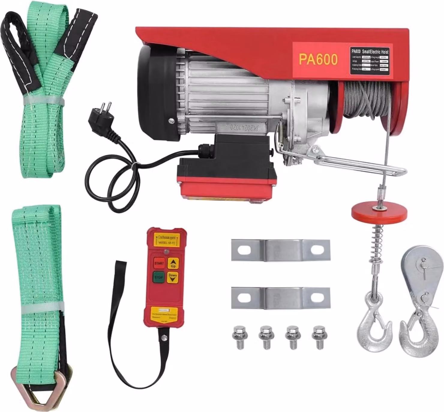 Verricelli elettrici - Capacità di sollevamento: 600 kg - Alimentazione: 220V AC - Telecomando wireless con portata di 80 metri - Ideali per garage, magazzini e officine