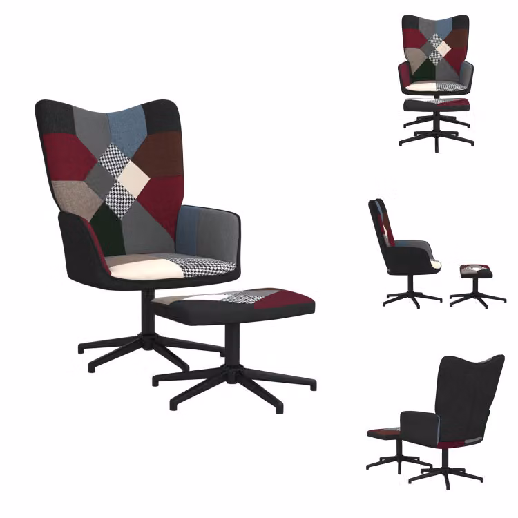 vidaXL Poltrona relax con sgabello Tessuto patchwork - Poltrona