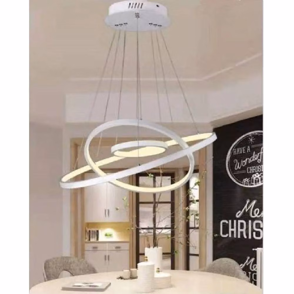 Trade Shop Lampadario a Sospensione LED 48W Forma di Pianeta Bianco con Luce Naturale 4000K – 2