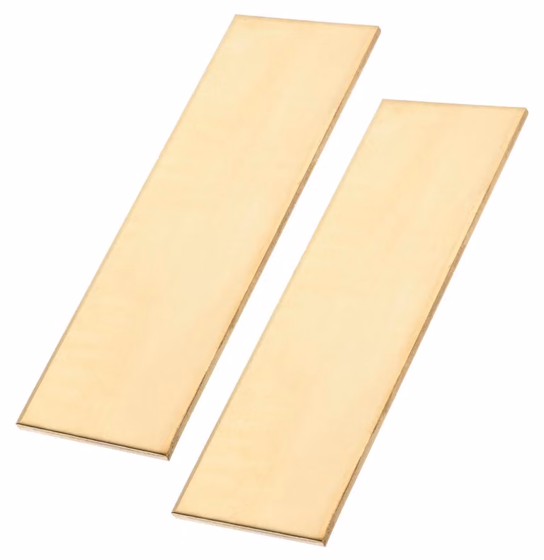 2 barre piatte in ottone, dimensioni 0,3 x 5,5 x 15 cm, massicce