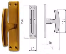 Maniglia cremonese per finestra con placca Gabry Ghidini in ottone color bronzo