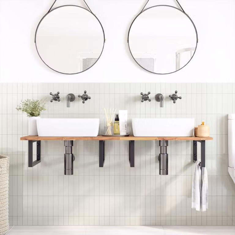Piano da Bagno Non Trattato 120x50x2cm Legno Massello di Acacia