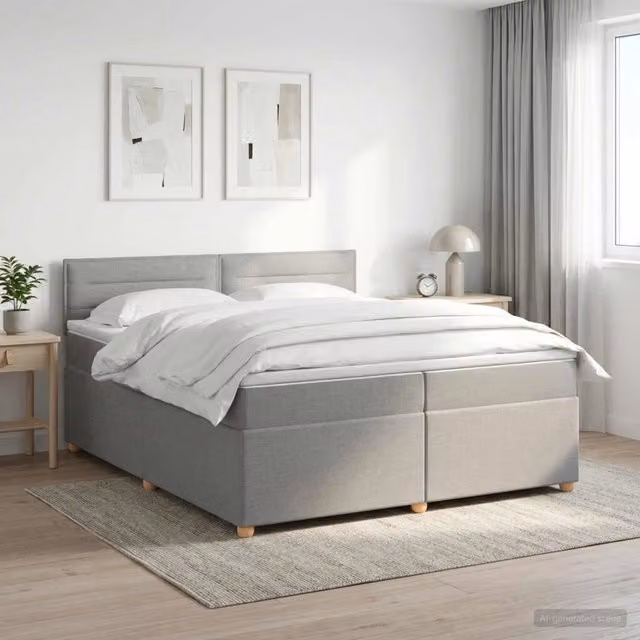 Letto box spring con materasso ibrido vidaXL Grigio Chiaro L/P/H: 200 x 200 x 34,5 cm – 1
