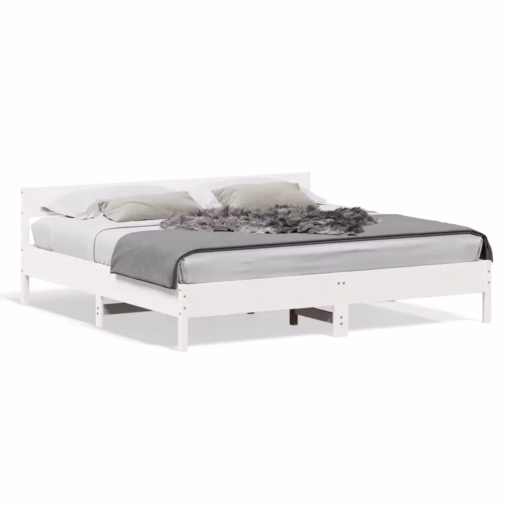 Giroletto vidaXL in legno massello di pino bianco con doghe piatte L/P/H: 180 x 200 cm – 2