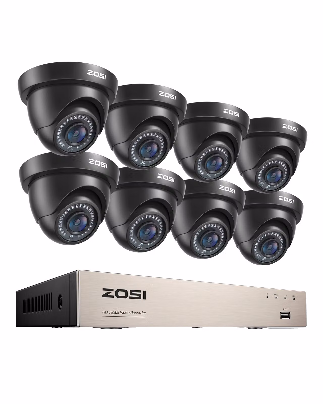Sistema di telecamere di sicurezza, 8 canali, accesso remoto, telecamera nera, modello 1T-a