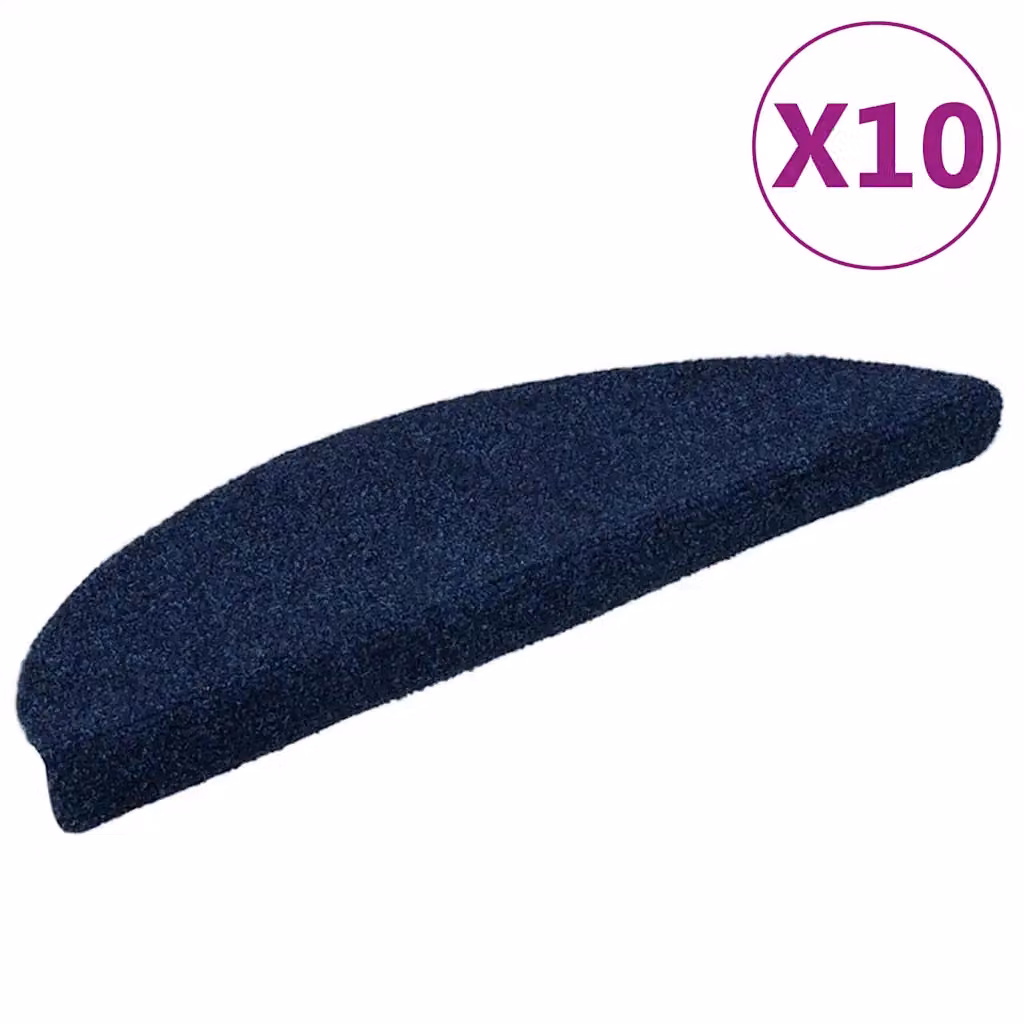 vidaXL Tappetini per scale autoadesivi 10 pz 56x17x3 cm blu navy