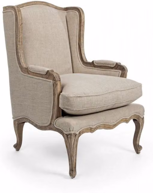 Poltrona Catherine GIORDANOSHOP color beige con struttura in legno e rivestimento in tessuto, L: 70 cm, P: 72 cm, H: 102 cm