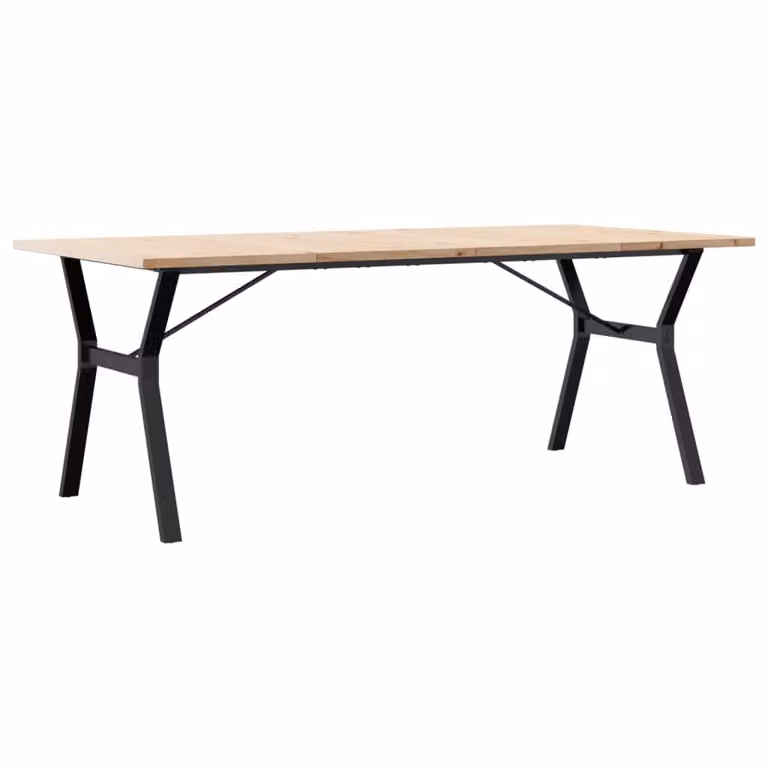 Tavolo Pranzo Telaio a Y 200x100x75,5 cm Legno Pino e Acciaio