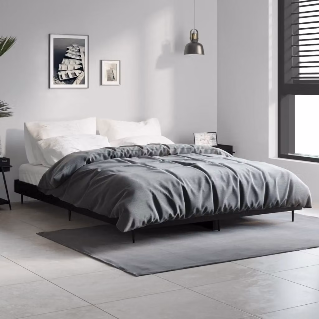 Giroletto vidaXL in legno e metallo nero e grigio L: 138 cm, P: 193 cm