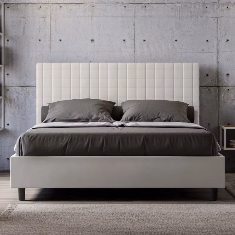 Letto matrimoniale imbottito Sunny Ityhome con contenitore in similpelle bianco L/P/H: 160 x 200 x 122 cm – 2