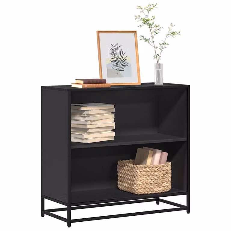 Libreria Industrial vidaXL in Legno e Metallo, Nera Opaca, L 80,5 x P 35 x H 76 cm