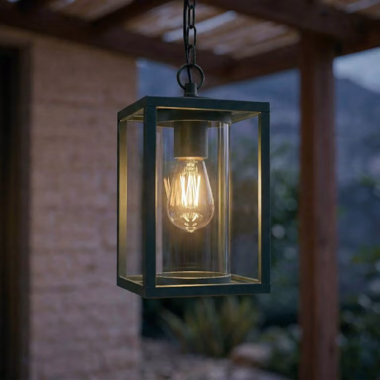 Lucande Lampada a sospensione da esterno Ferda, verde, IP44, vetro, E27 Ferda Lucande, dimmerabile, Verde, Alluminio, Moderno