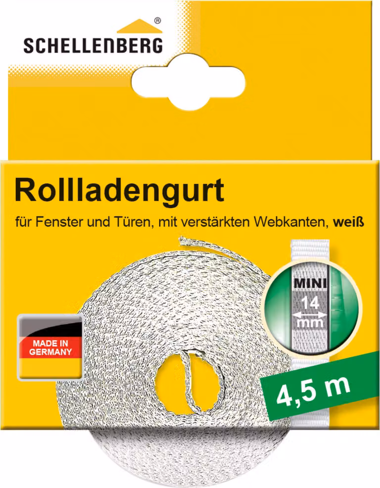 Cinghia per otturatore Schellenberg Mini 14 mm, 4,5 m, bianco, 44503