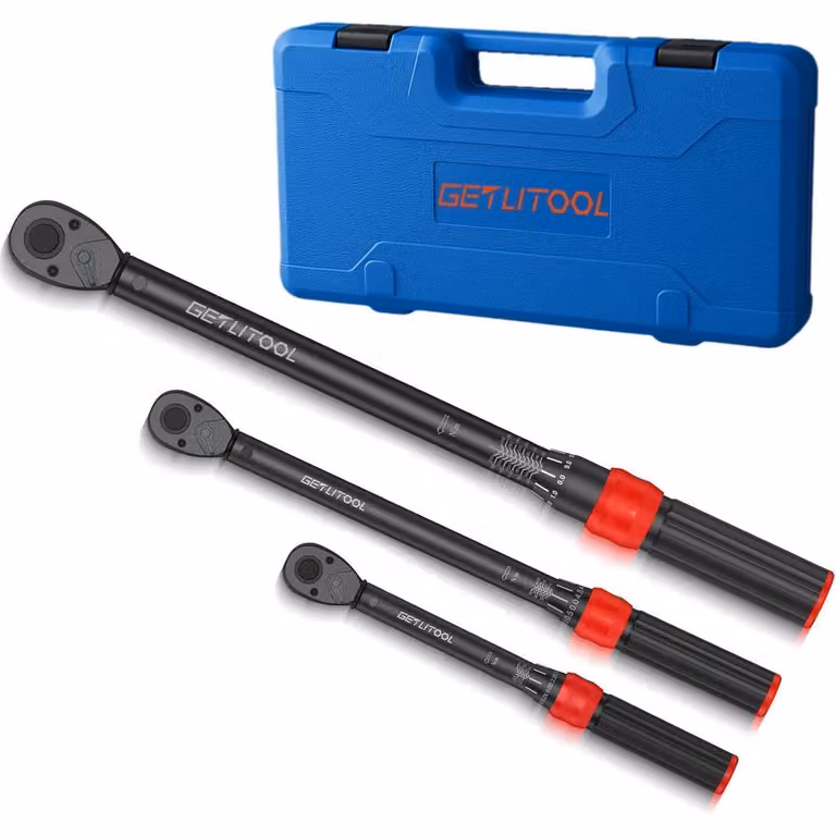 Set di chiavi dinamometriche, 3 pezzi, 1/4", 3/8", 1/2", acciaio Cr-Mo, 72 denti, gamme: 5-25 Nm, 10-60 Nm, 20-210 Nm, precisione ±3%