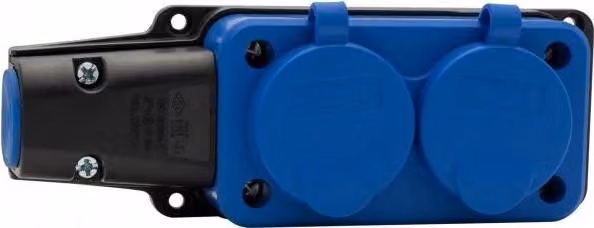 Presa multipla in gomma, presa multipla 2x230 V 16 A IP54 blu