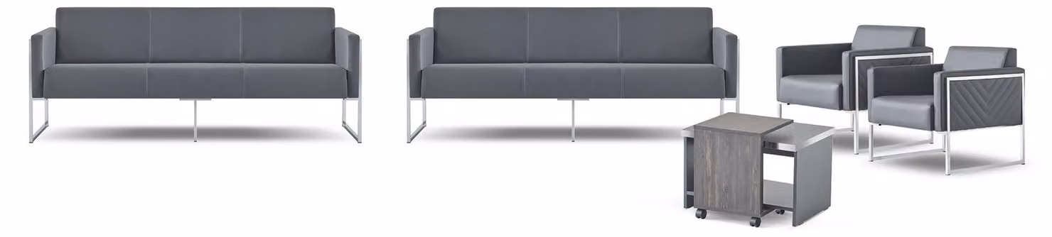 Arbeitszimmer-Set 5tlg 2x 3-Sitzer 2x Sessel Couchtisch Grau Einfarbig