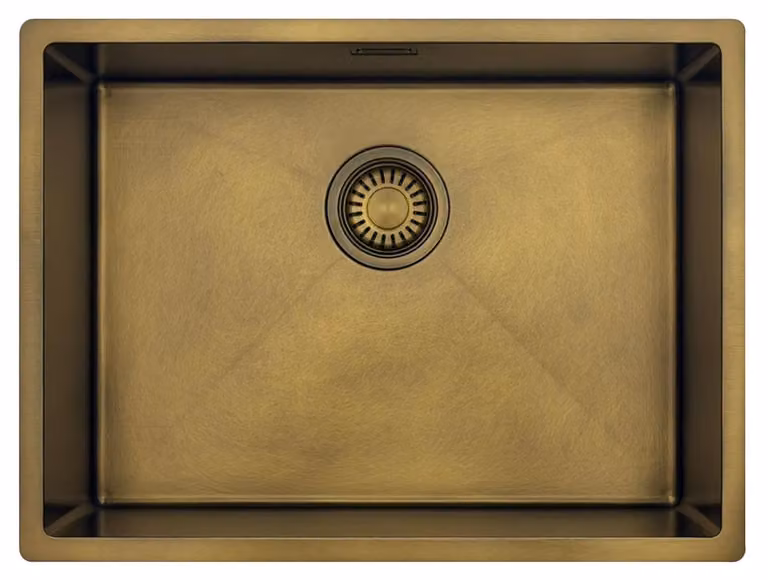 Lavello da cucina 55x40 cm, finitura bronzo anticato, da incasso, modello Pure.Sink Luxion