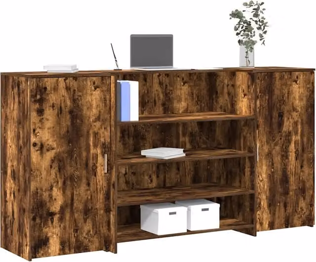 Banco Reception Rovere Fumo 200x50x103,5cm in Legno Multistrato 3324182