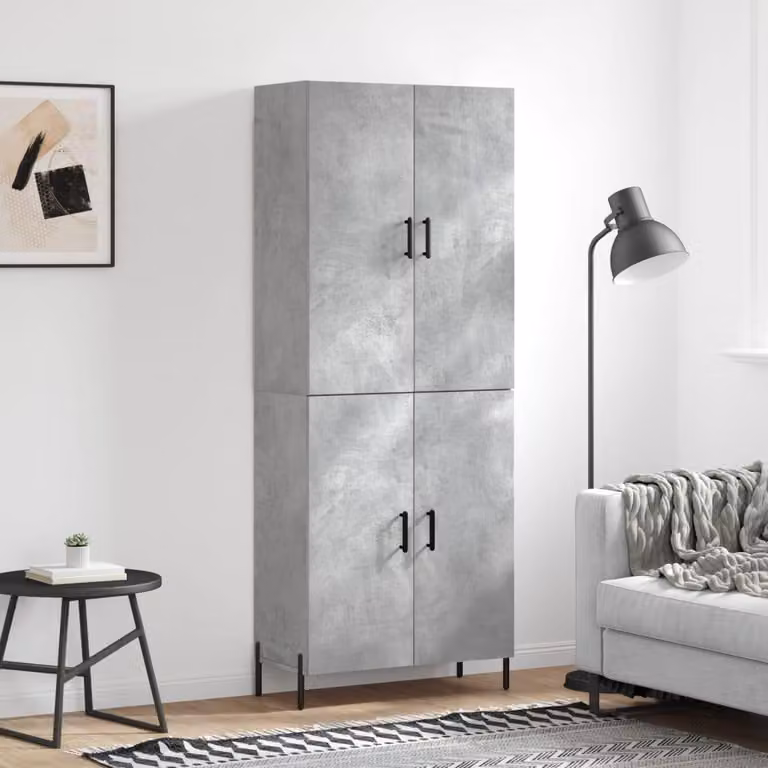 vidaXL Credenza grigio cemento 69,5x34x180 cm materiale a base di legno