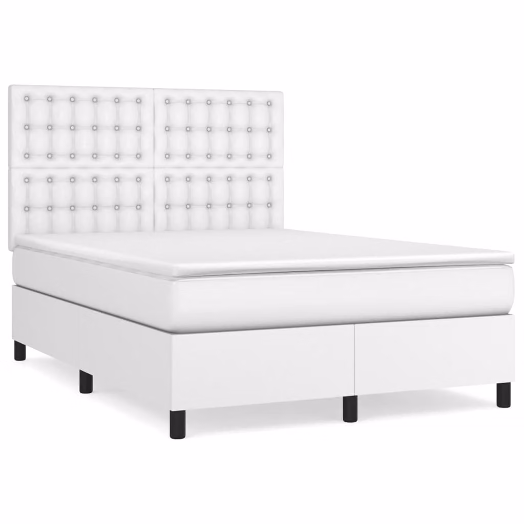 Giroletto a Molle con Materasso Bianco 140x200 cm in Pelle finta