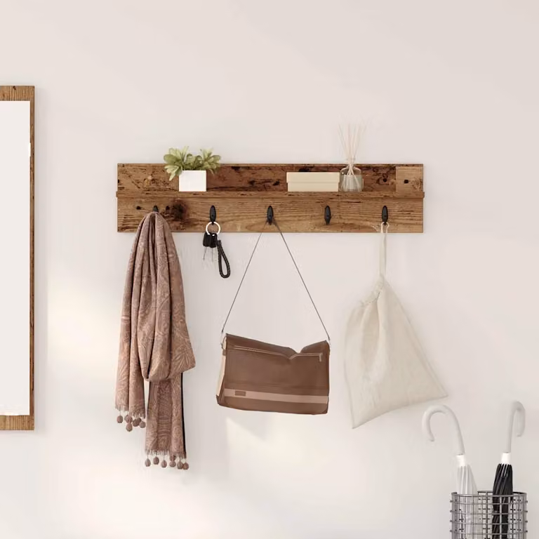 Appendiabiti a muro vidaXL in legno vecchio marrone L 80 cm x P 10,5 cm x H 18 cm