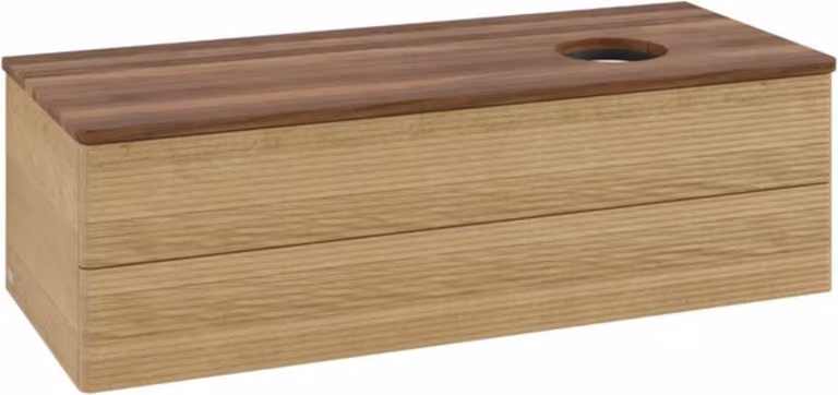 Mobiletto V&B con struttura frontale, con illuminazione Antao 120x36x50cm, WBP colore w. wal, rovere miele