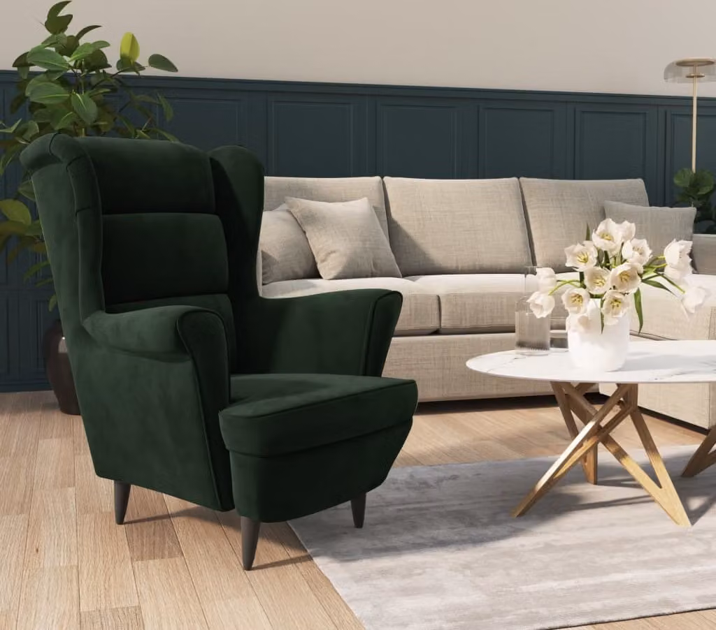 The Living Store poltrona in velluto verde scuro