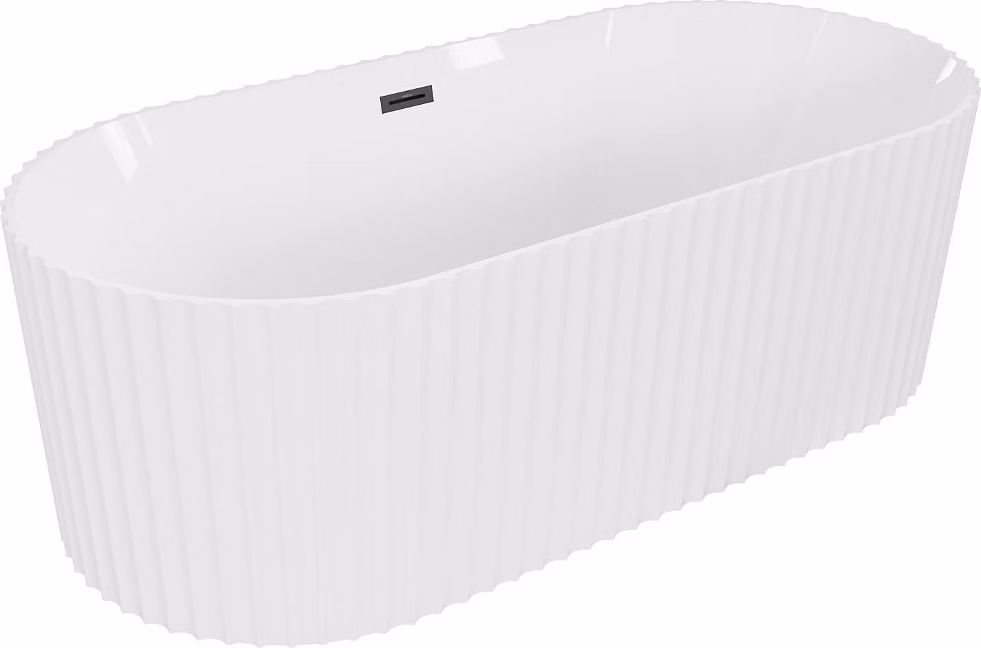 Mexen Paola vasca da bagno indipendente scanalata 170 x 80 cm, bianco lucido, troppopieno nero - 52721708000-70