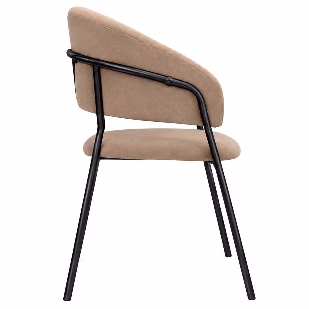 Set da 2 sedie da pranzo Aurelia in velluto grigio tortora con gambe in metallo nero – 2