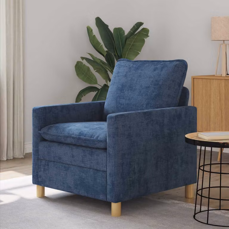 Divano blu vidaXL per soggiorno con struttura imbottita, L: 76 cm, P: 81 cm, H: 87,5 cm