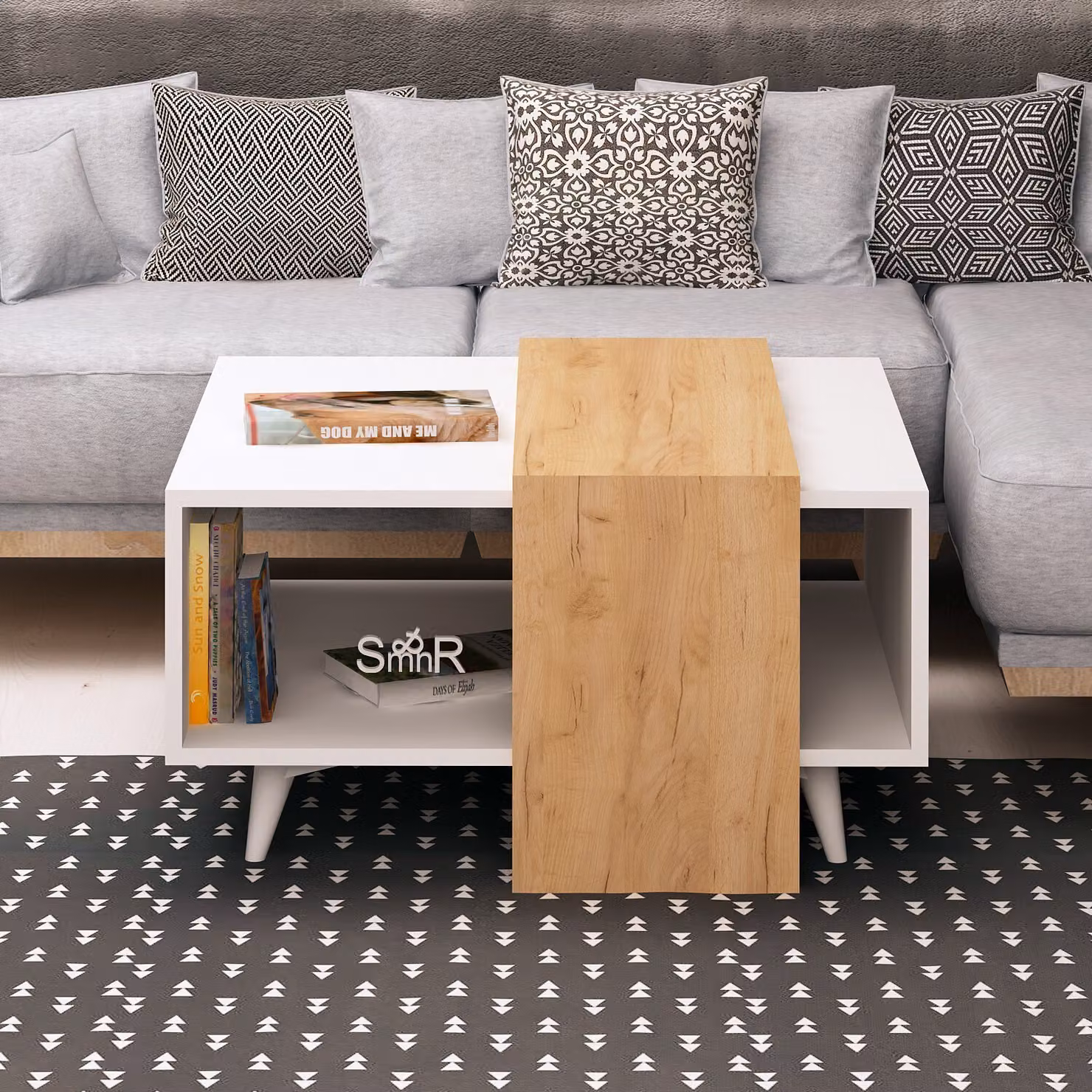 Skye Decor, Dowel, tavolino da salotto, rovere, 100% pannelli truciolari rivestiti in melamina, 80 x 80 x 40 cm