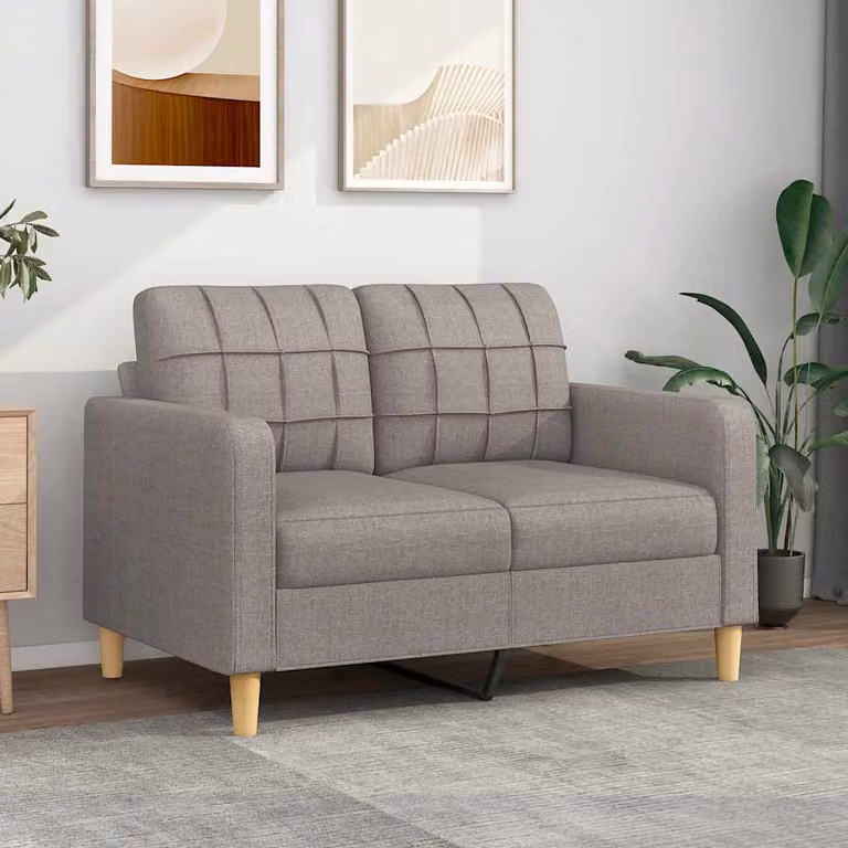 Divano a 2 posti moderno vidaXL in tessuto beige o grigio con struttura in metallo per il tuo soggiorno L: 138 cm, P: 80 cm, H: 77 cm