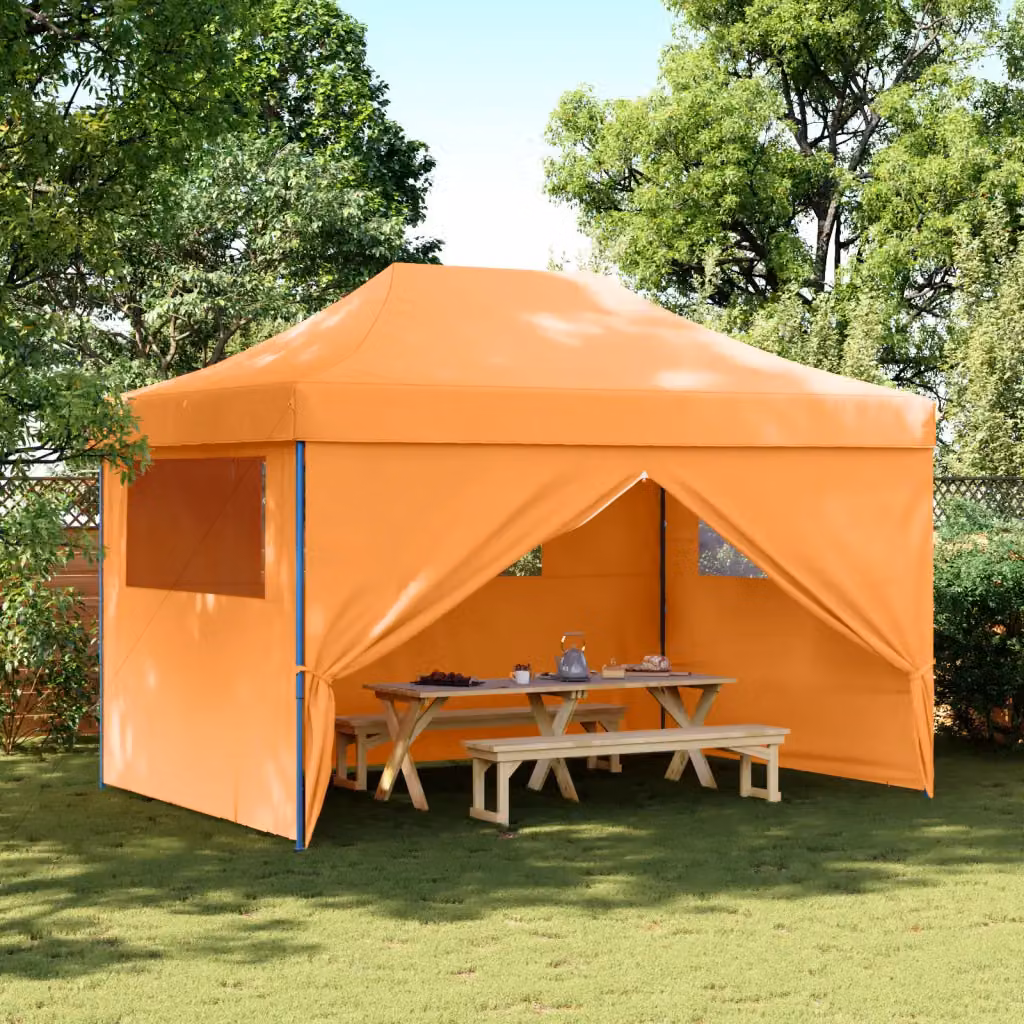 vidaXL Tendone per Feste Pieghevole Pop-Up con 4 Pareti Arancione e Blu L/P/H: 410 x 315 x 279 cm