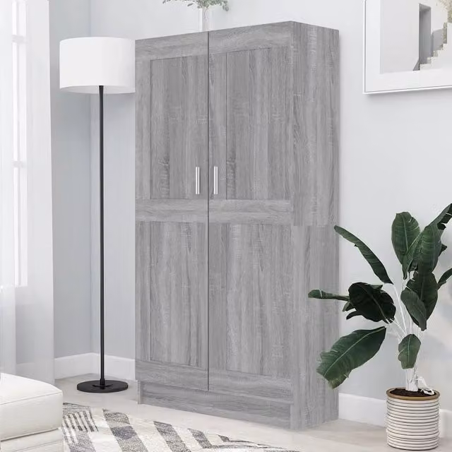 Libreria MERCATOXL in Legno Multistrato Grigio con Pannello Posteriore L: 82,5 cm, P: 30,5 cm, H: 150 cm