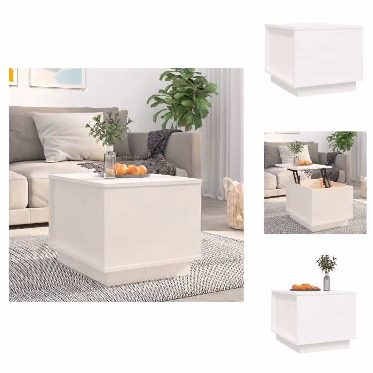 vidaXL Tavolino bianco 40x50x35 cm in legno di pino massiccio - Tavolini da caffè