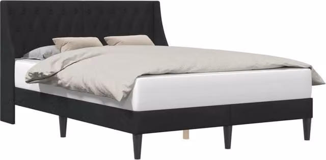 Letto matrimoniale moderno con testiera in velluto nero L/P/H: 160 x 200 x 164 cm