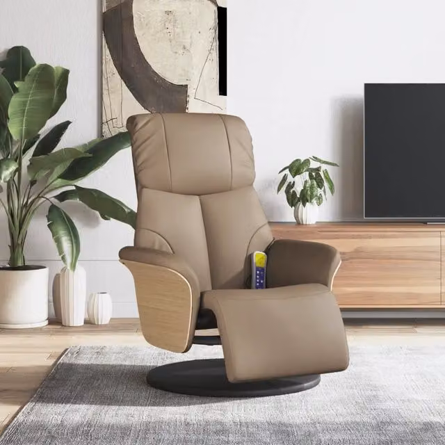 Poltrona Reclinabile Relax vidaXL in Similpelle Marrone con Poggiapiedi e Rotazione 360 Gradi
