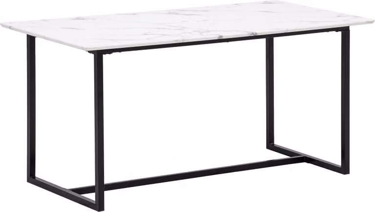 WOHNLING Tavolo da pranzo 120x60x76 cm Tavolo da cucina bianco effetto marmo Tavolo da pranzo moderno piccolo Tavolo da pranzo rettangolare Tavolo da pranzo con gambe in metallo