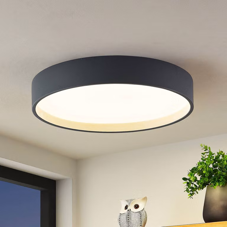 Plafoniera a LED Todor Lindby, dimmerabile, Nero, Soggiorno / Sala da pranzo, Plastica, Moderno, Plafoniera LED