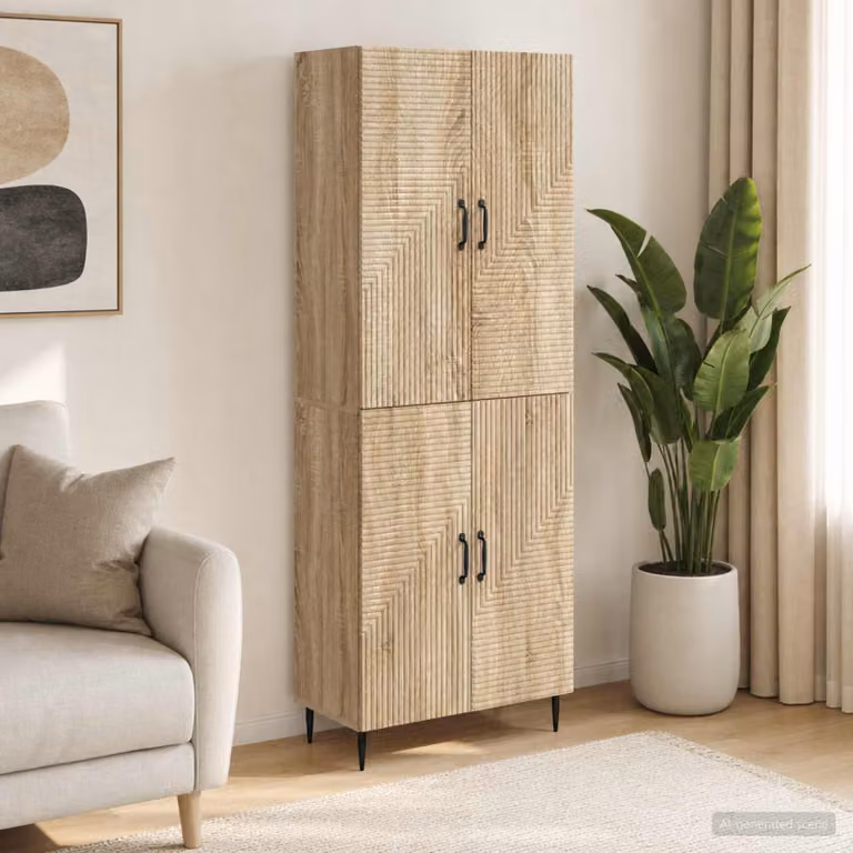 Set di 2 armadi a muro vidaXL in legno e MDF marrone e beige per soggiorno, ufficio o giardino, stile moderno con ante a battente, L/P/H: 89,5 x 34,5 x 66,0 cm