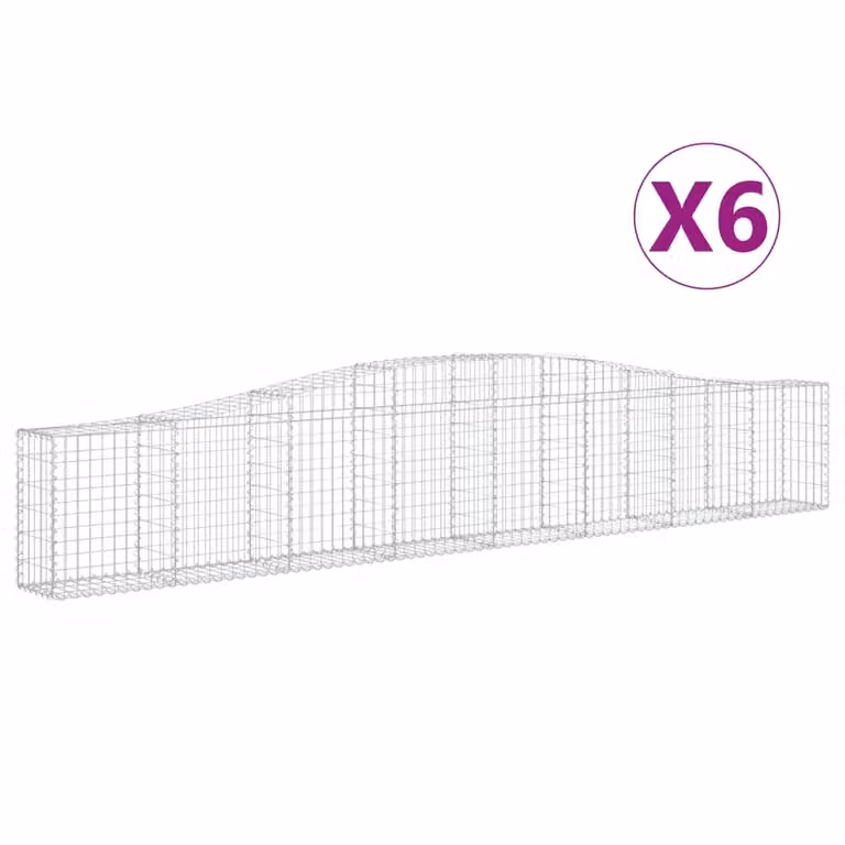 Cesti Gabbioni ad Arco 6 pz 400x30x60/80 cm Ferro Zincato