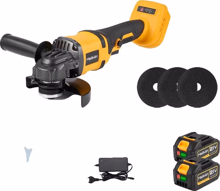 Smerigliatrice angolare elettrica, motore brushless, 3 impostazioni di velocità, set di batterie 2x