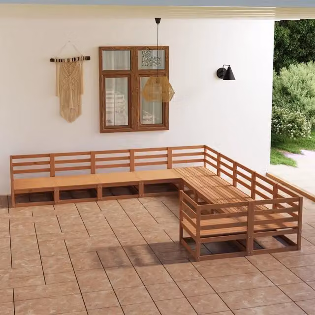 Set Divani da Giardino 10 pz in Legno Massello di Pino 3076007