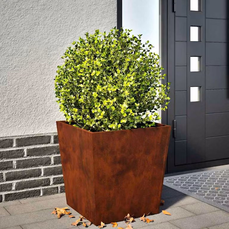 Set di 2 fioriere da giardino vidaXL in acciaio corten color marrone, L/P/H: 50 x 50 x 50 cm
