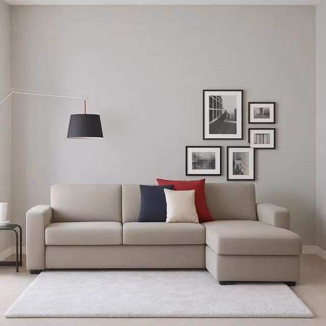 Divano ad angolo Atos Talamo Italia con penisola contenitore reversibile, tessuto imbottito, L 280 cm x P 95 cm x H 90 cm, Tortora