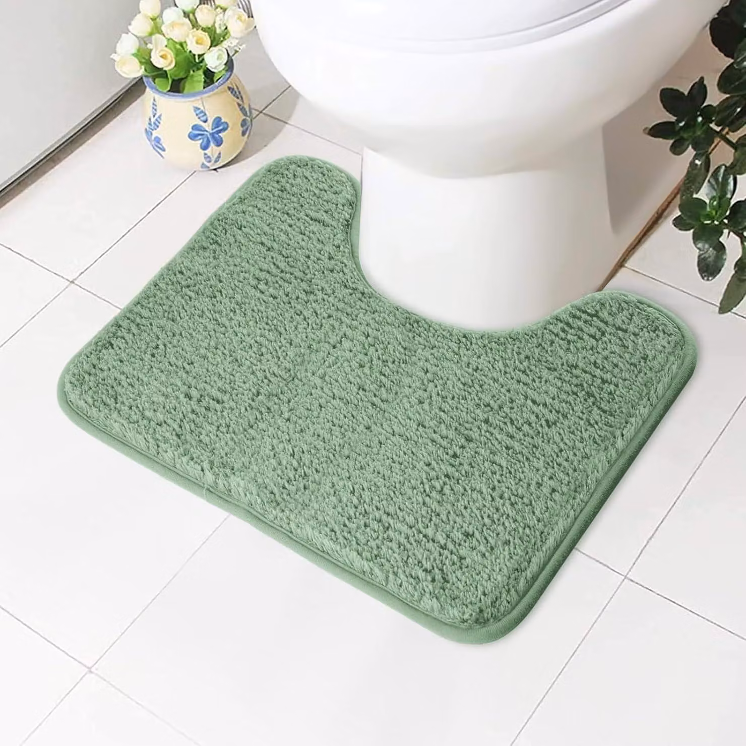 Tappetino per WC, assorbente, 50 x 40 cm, a forma di U, antiscivolo, ideale per il bagno