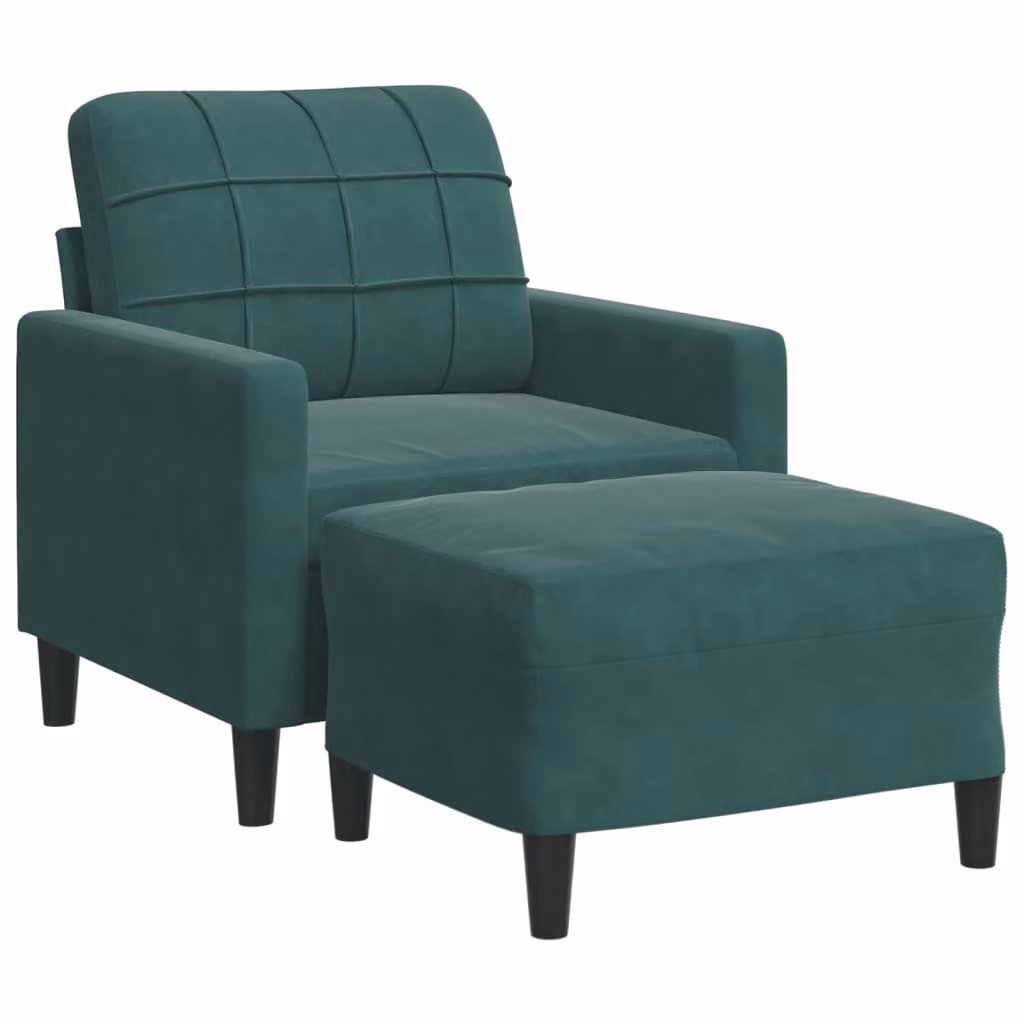 Poltroncina con Poggiapiedi Verde Scuro 60 cm in Velluto