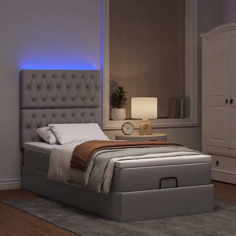 Maison Exclusive - Letto ottomano con materasso e LED taupe 90x200 cm tessuto